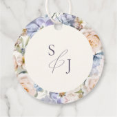 Dusty Blue Cream Bloemen Bruiloft Bedankjes Labels (Achterkant)