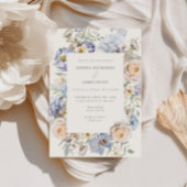 Dusty Blue Cream Bloemen Bruiloft Kaart