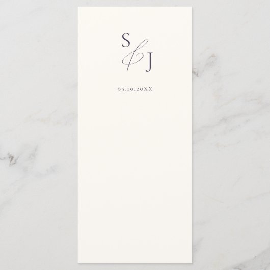 Dusty Blue Cream Bloemen Bruiloft Menu (Achterkant)