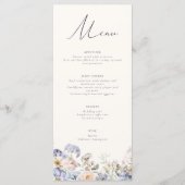 Dusty Blue Cream Bloemen Bruiloft Menu (Voorkant)
