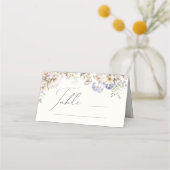 Dusty Blue Cream Bloemen Bruiloft Plaatskaartje (Voorkant)