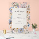 Dusty Blue Cream Bloemen Bruiloft Welkom Acryl Bord (Huwelijk)