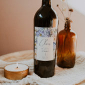 Dusty Blue Cream Bloemen Bruiloft Wijn Etiket