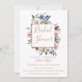 Dusty Blue Cream Floral Bridal Shower Kaart (Voorkant)