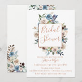 Dusty Blue Cream Floral Bridal Shower Kaart (Voorkant / Achterkant)