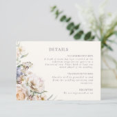 Dusty Blue Cream Floral bruiloft details Informatiekaartje (Staand voorkant)