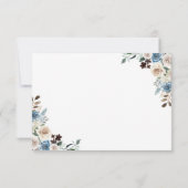 Dusty Blue Cream Floral bruiloft receptie Kaart (Achterkant)