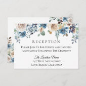 Dusty Blue Cream Floral bruiloft receptie Kaart (Voorkant / Achterkant)