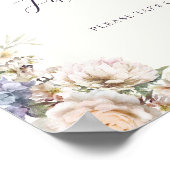 Dusty Blue Cream Floral Favors teken Poster (Hoek)