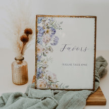 Dusty Blue Cream Floral Favors teken