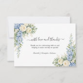 Dusty Blue Cream Floral Greenery Wedding Bedankkaart (Voorkant)