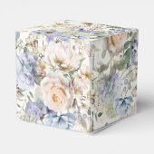 Dusty Blue Cream Floral Naadloos Patroon Bedankdoosjes (Achterkant)