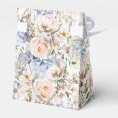 Dusty Blue Cream Floral Naadloos Patroon Bedankdoosjes (Achterkant)