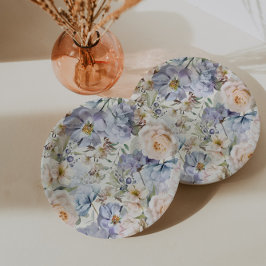 Dusty Blue Cream Floral Papieren Bordje