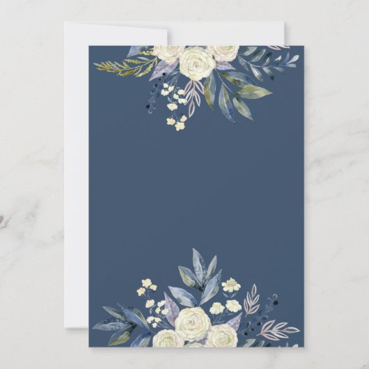 Dusty Blue Cream Floral Quinceañera Verjaardag Kaart (Achterkant)