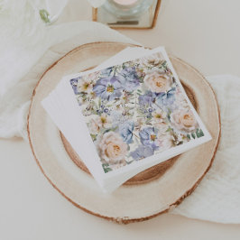 Dusty Blue Cream Floral Servet