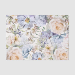 Dusty Blue Cream Floral Tissuepapier