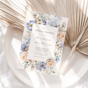 Dusty Blue Cream Floral Vrijgezellenfeest Kaart