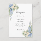 Dusty Blue Cream Floral Wedding Reception  Informatiekaartje (Voorkant)