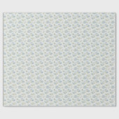 Dusty Blue Cream Florals Wedding Bridal Shower Cadeaupapier (Vlak)