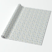 Dusty Blue Cream Florals Wedding Bridal Shower Cadeaupapier (Uitgerold)