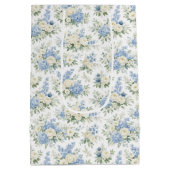 Dusty Blue Cream Florals Wedding Bridal Shower Medium Cadeauzakje (Achterkant)
