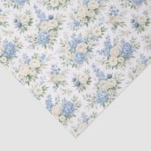 Dusty Blue Cream Florals Wedding Bridal Shower Tissuepapier (Detail)