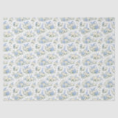 Dusty Blue Cream Florals Wedding Bridal Shower Tissuepapier (Voorkant)