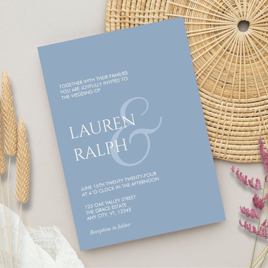 Dusty Blue & Cream Script bruiloft uitnodiging