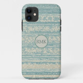 Dusty Blue & Cream Wallpaper Gepersonaliseerd Case-Mate iPhone Case (Achterkant)