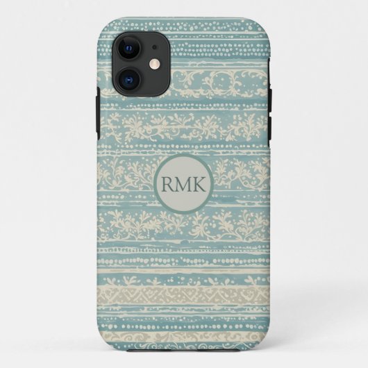  Dusty Blue & Cream Wallpaper Gepersonaliseerd Case-Mate iPhone Case (Achterkant)