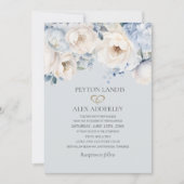 Dusty Blue Cream White Floral Gold Wedding Kaart (Voorkant)
