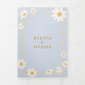 Dusty Blue Cream Yellow Daisy Alles in één bruilof Drieluik Uitnodiging (Cover)