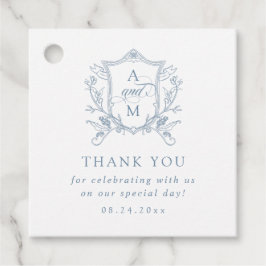 Dusty Blue Crest Bruiloft Dank u Bedankjes Labels