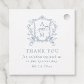 Dusty Blue  Crest Bruiloft Dank u Bedankjes Labels (Achterkant)