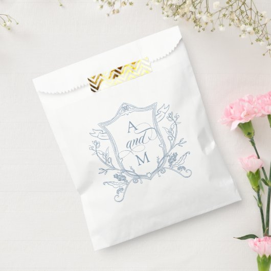 Dusty Blue Crest Bruiloft Dank u Bedankzakje (Gezegeld)