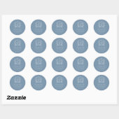 Dusty Blue  Crest Bruiloft Dank u Ronde Sticker (Vel)