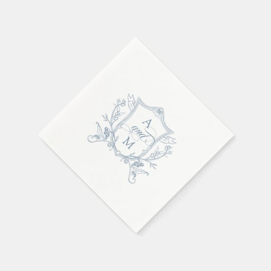 Dusty Blue  Crest Bruiloft Dank u Servet (Hoek)