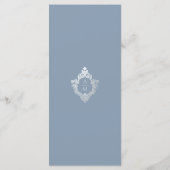 Dusty Blue Crest Bruiloft Monogram Menu (Achterkant)