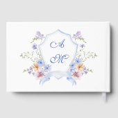 Dusty Blue Crest Floral Wedding Gastenboek (Achterkant)
