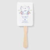 Dusty Blue Crest Floral Wedding Handwaaier (Voorkant)