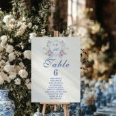 Dusty Blue Crest Floral Wedding Kaart