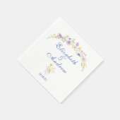 Dusty Blue Crest Floral Wedding Servet (Hoek)