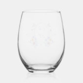Dusty Blue Crest Floral Wedding Wijnglas Zonder Voet (Achterkant)