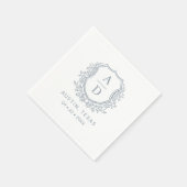 Dusty Blue Crest Modern Monogram Wedding Servet (Hoek)