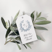 Dusty Blue Crest Monogram Bruiloft Logo Dank u Cadeaulabel