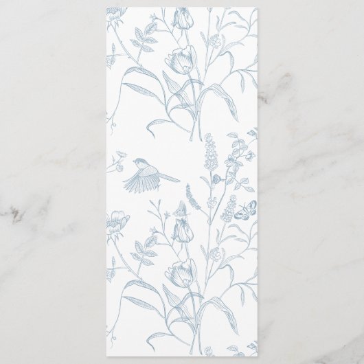 Dusty Blue Crest Monogram Bruiloft Menu (Achterkant)