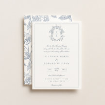 Dusty Blue Crest Monogram Weddenschap