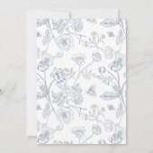 Dusty Blue Crest Monogram Weddenschap Kaart (Achterkant)