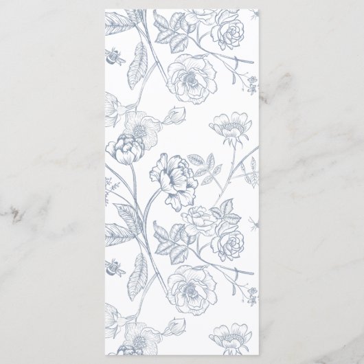 Dusty Blue Crest Monogram Weddenschap Menu (Achterkant)